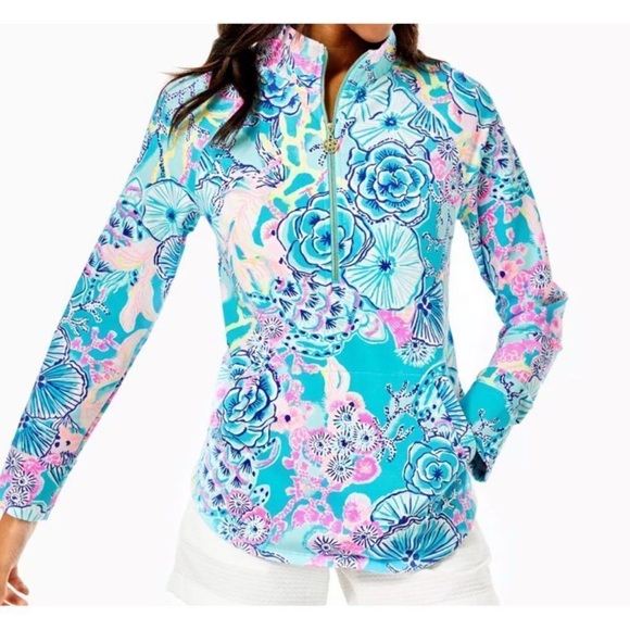 Lilly Pulitzer Tops - Lilly Pulitzer UPF 50+ Skipper Popover Bali Blue Once Upon A Tide Size Medium